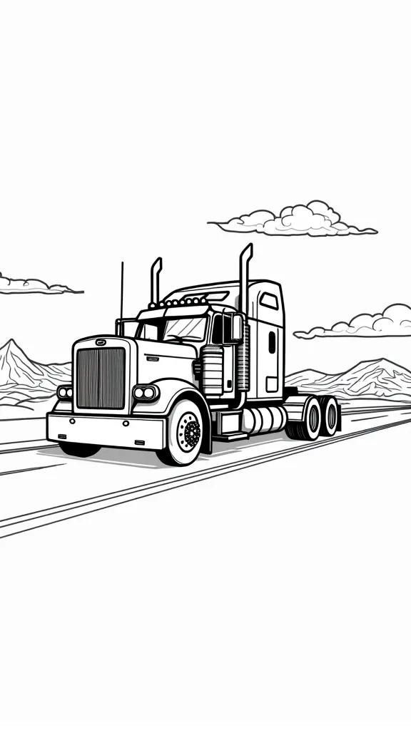 coloriage de semi-camion Peterbilt